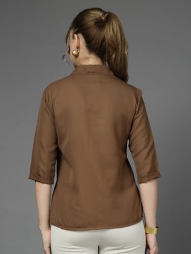 Image of Style Quotient Women Solid Aqua Green Polycrepe Formal Shirt
