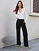 Oyamiki Womens Stretchy Wide Leg Business Casual Black Dress Pants Soft High Waisted Trousers with Pockets Fall Office Fashion M