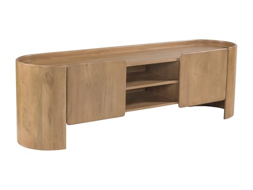 Vente unique   Mueble bajo de TV Islara   L 165cm x A 40cm x H 50cm   Mango   Color Natural Claro