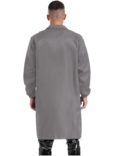 Image of FEESHOW Men Women Work Coat Dustproof Jacket Resistant Blouse Long Sleeve Top Factory Lab Coat