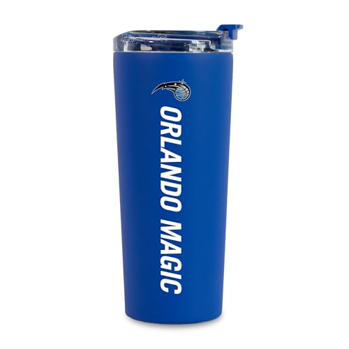 Rico Industries NBA Basketball Orlando Magic Royal Blue 24oz Stainless Steel Tumbler with Lid and Dual Functioning Lid