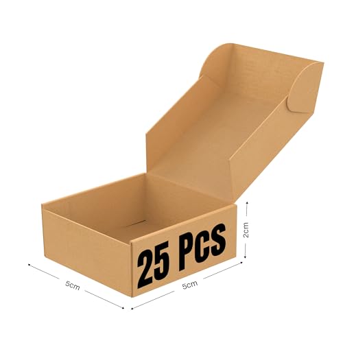 Image of BonKaso Brown 3-Ply Flap Corrugated Boxes | 5x5x2 Inches | Pack of 25 | Eco-Friendly & Recyclable