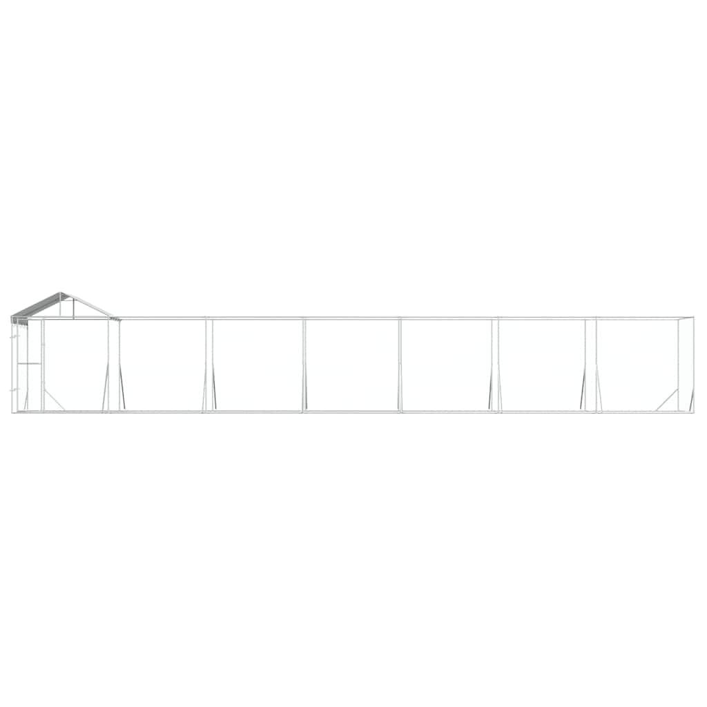 Cuccia Cani Esterno Tetto Argento 14x2x2,5 m Acciaio Zincato
