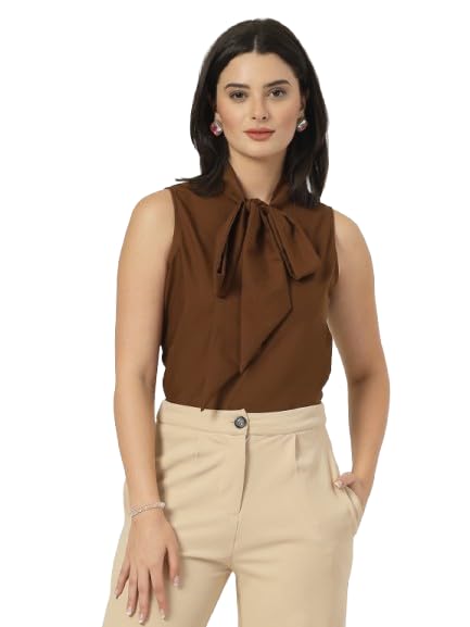 style quotient Women Solid Tan Polycotton Formal Top-picture-15