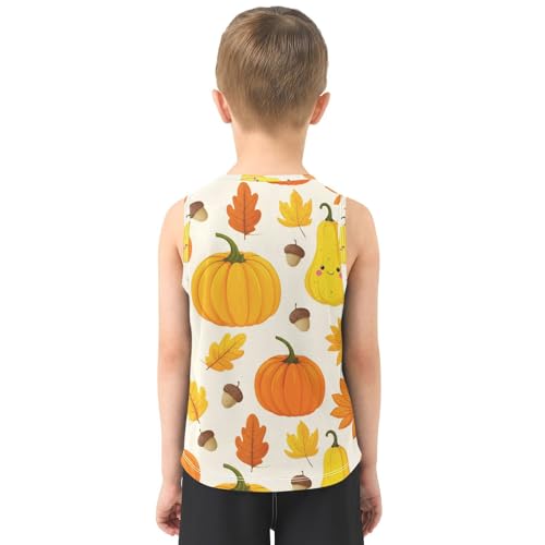 J JOYSAY Autumn Pumpkin Acorn Leaves Boys Tank Top Sleeveless Muscle Shirts Quick Dry Kids T-Shirts 3-15T3