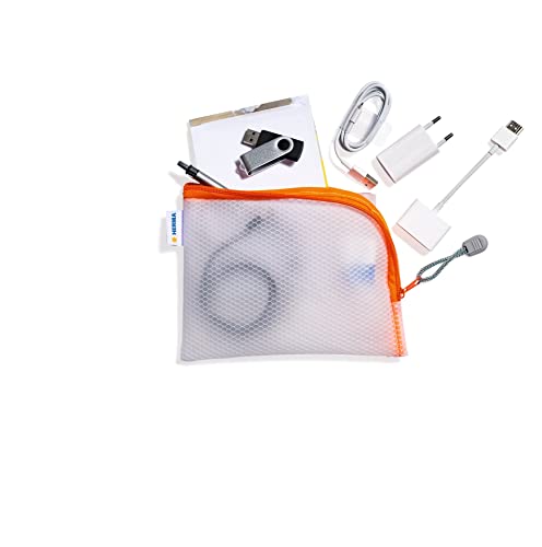 HERMA 20028 Zip Pocket Travel Case A6 Transparent Orange Small Lockable Clear Pocket with Zip - Image 2