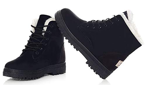 DADAWEN Women's Suede Waterproof Lace Up Winter High Top Snow Boots3