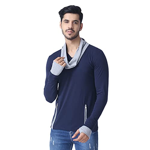 Image of Black Collection Men's Attached Muffler Full Sleeve T-Shirt(SKU: BCN0023)