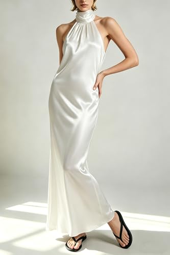Image of Yiulangde Women's Backless Smocked Maxi Dress Sexy Spaghetti Strap Cut Out Flowy Beach Long Dress Vacation Casual Sundresses