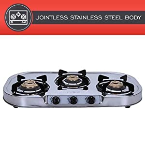 Elica 3 Burner Stainless Steel Gas Stove (INOX 753 SS), Manual, Silver - Image 6