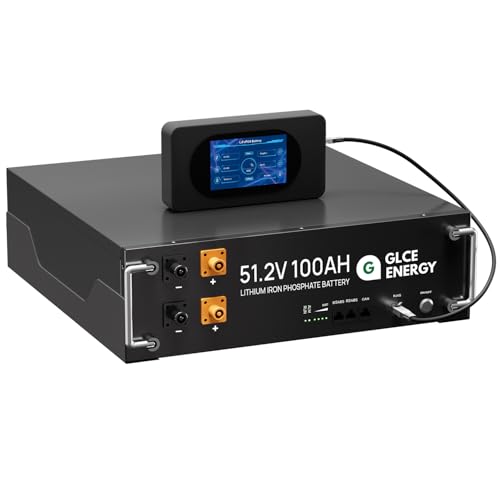 GLCE Energy 51.2V 100Ah LiFePO4 Lithium Batterie, Großer LCD-Bildschirm, Eingebautes 100A Smart BMS, 5120Wh Akku for RV, Solar, Energiespeicher für Zuhause