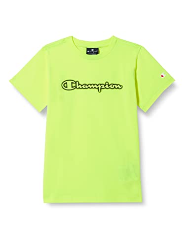Champion Legacy Neon Spray Logo S/S T-Shirt, Jaune Fluo, 7-8 Ans Garçon
