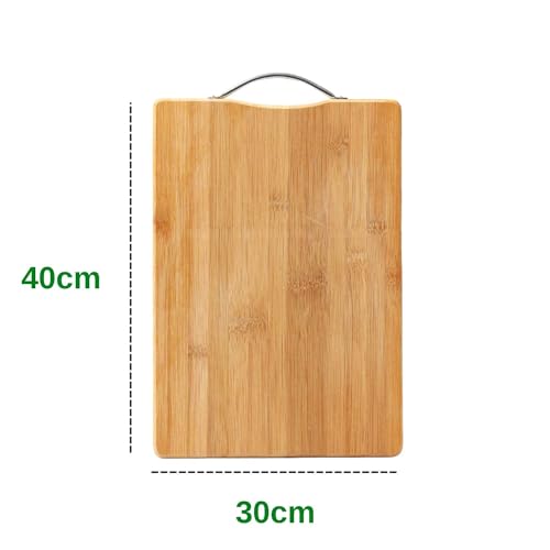Image of Premium Bamboo Wood Cutting Board for Kitchen, Natural Wooden Chopping Board for Vegetables, Fruits and Cheese(40CM X 30 CM)