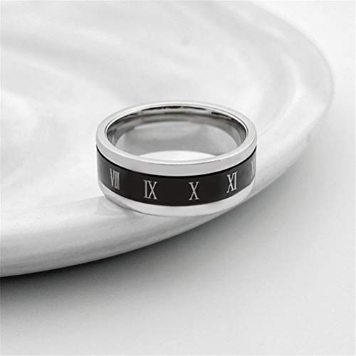 Image of PAURO Unisex Stainless Steel Roman Numerals Spin Worry Ring for Anxiety