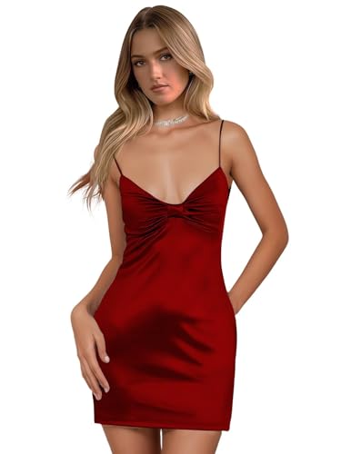 Short Homecoming Dresses Satin Tight Backless Spaghetti Straps Bow Front Cocktail Party Gowns4