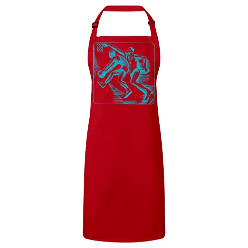 Tablier cuisine rouge basketball URSS idéal pour cuisiner et recevoir