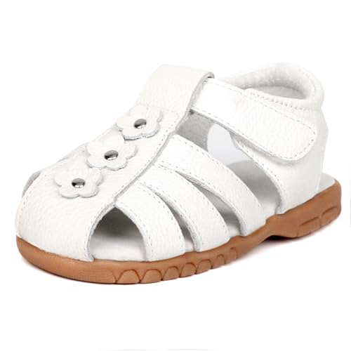 Image of Femizee Toddler Girls Leather Dress Sandals with Adjustable Strap | Toddler /Little Kids, Leather upper, Cushioned footbed, Hook-and-loop, Flexible Sole, Dressy summer occasions, Princess-style