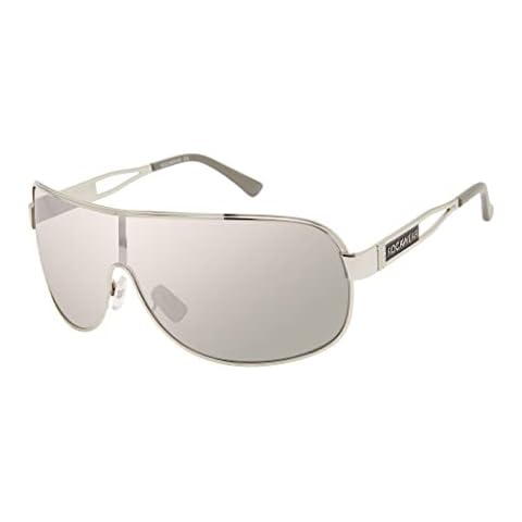 Rocawear R1532 Metal Wrap UV400 Protective Rectangular Shield Sunglasses. Gifts for Men with Flair, 135 mm, Silver & Grey Cover