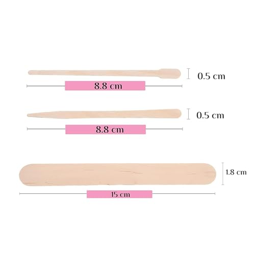 Image of Mibly 3 Style 150 Pcs Assorted Wooden Wax Sticks for Body Legs Face and Small Medium Large Sizes Eyebrow Waxing Applicator Spatulas for Hair Removal or Wood Craft Sticks