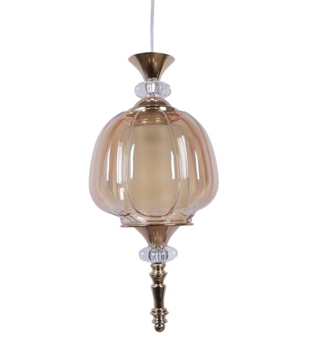 Image of ELIANTE Modern Glass Hanging Light for Living Room & Dining Area | Metal Ceiling Lamp with Elegant Glass Shade | 3 Years Warranty | Free Bulb (Belluno)