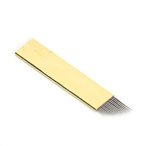 Microblading Needle, 50Pcs Microblading Blade Permanent Makeup Blades Tattoo Needles, Disposable Eyebrow Microblading Needles, Food Grade Stainless Steel Manual Blades(Pcd-14 Pin) #TOP3