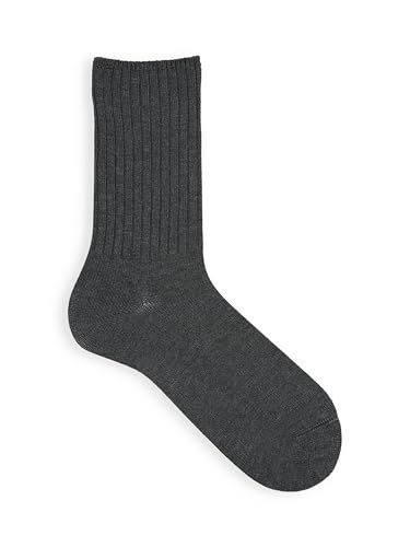 カジュアルリブクルーソックス【チャコールグレー】