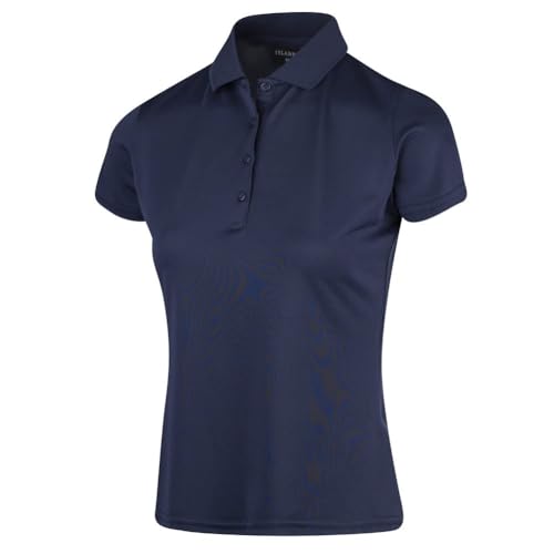 Island Green Women's IGTS1851 Golf Essentials Ladies Comfort Fit Stretch Breathable Golf Sports Micro Pique Polo Shirt, Navy, UK 10