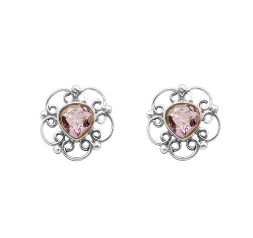 Boucles d'oreilles cœur améthyste argent 925 anti-allergie fait main