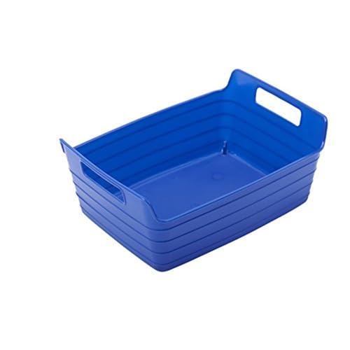 ECR4Kids Small Bendi-Bins with Handles, Stackable Plastic Storage Bins for Toys and More, Blue
