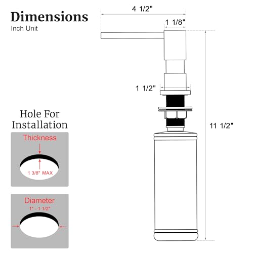 Spülbeckenspender für Küchenspüle (gebürstetes Nickel), komplett aus Messing eingebaut und nachfüllbar von Top Design, Metall-Handseife & Spülseife Kupferpumpe