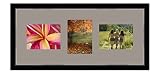 RK Cadres Cornice portafoto Multipla Grigio TV 2 Foto(s) 20x15 And 1 Foto(s) 15x20 Passepartout, Cornice portafoto 70x30 cm Nero con Filo d'Argento, 3.4 Centimetri di Larghezza