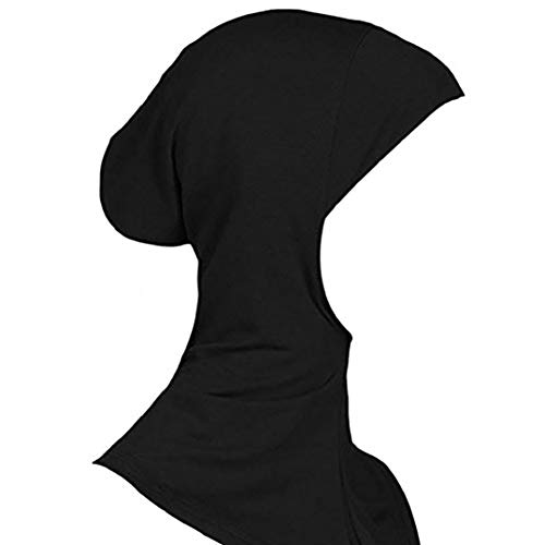 HEART SPEAKER Soft Muslim Full Cover Inner Hijab Cap Islamic Underscarf Neck Head Bonnet Hat (Black)