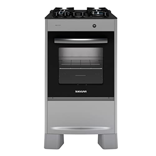 SUGGAR FOGÃO NEO MAX PRATA MESA DE VIDRO 4 BOCAS ACENDIMENTO AUTOMÁTICO FGV403PRIX