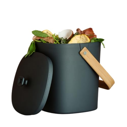 Bamboozle Countertop Compost Bin Kitchen | 1 Gallon | Odorless Composting Bin with Filters | Indoor Compost Bin with Lid | Plant Based Kitchen Composter for Food Scraps & Waste Recycling | Graphite