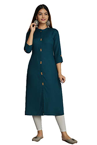 Image of NEW4U Women's Solid Rayon Straight Kurta