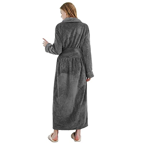 Hellomamma Womens Long Robe Soft Warm Fleece Plush Bathrobe Ladies Sleepwear Pajamas Housecoat Nightgown4