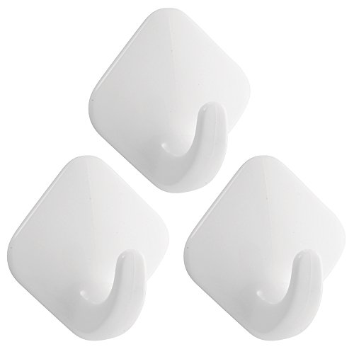InterDesign Self-Adhesive Diamond Hook, White, Set of 3