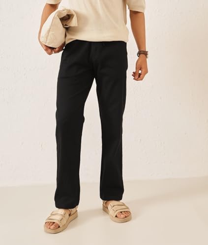 Image of Majestic Man Men's Premium Linen Blend Pants | Lightweight Fabric | Elastic Waist with Drawstring | Regular Fit | Side, Back Pockets | Perfect for Casual, Holidays & Travel