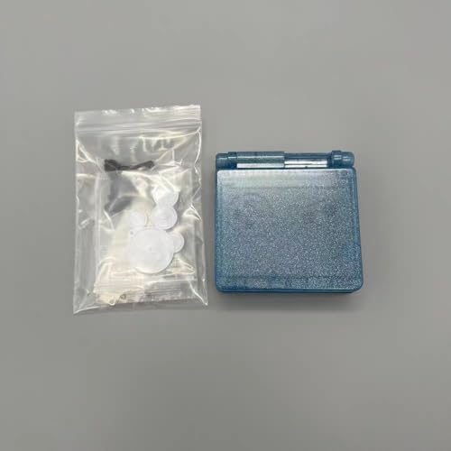 Image of Hzxkqmil Replacement Full Shell Case Kit for Gameboy Advance SP Console | Custom Transparent Housing DIY Clear Cover with Buttons Screws Repair Parts + Screwdrivers Tools for GBA SP (Blue Sparkle)