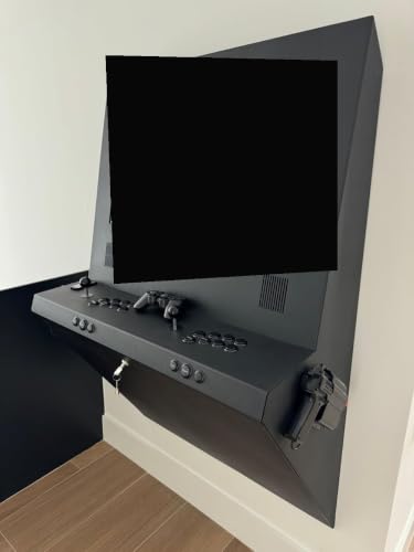 Wall Mounted Arcade Cabinet with Gaming PC & Online Multiplayer, Ryzen 7 7840HS, 32" QHD 1440p LG, 4TB SSD, 16GB DDR5, 4-Player, Sanwa Controls, Plug & Play (Black)