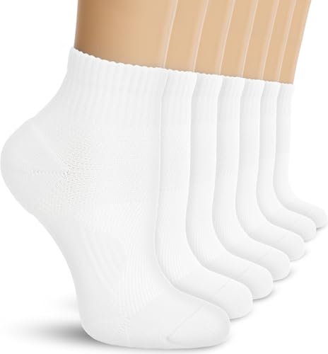 Image of DHSO 7 Pairs Cushioned Ankle Compression Socks for Women Running Wicking Socks with Arch Support