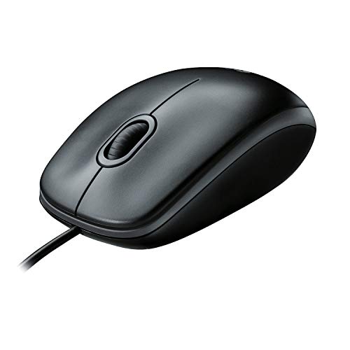 Logitech B100 Corded Mouse, Wired USB Mouse for Computers and Laptops, Right or Left Hand Use – Black
