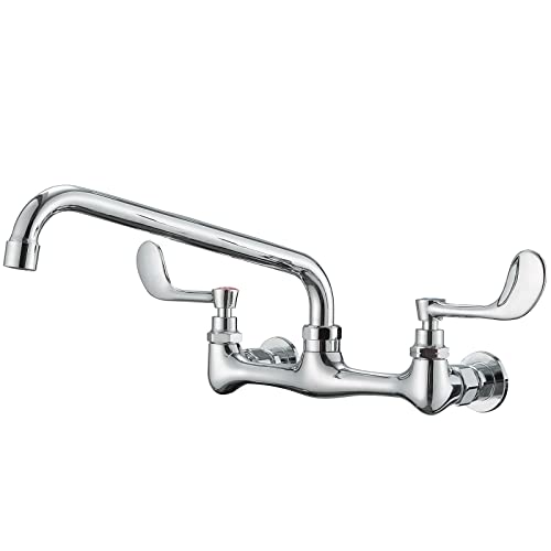 Bathfinesse Commercial Faucet Kitchen Faucets Utility Sink Faucet 8 Inch Center With 12" Swivel Spout High Arc Handles Laundry Restaurant Bar Mixer Tap Polished Chrome Brass Construction #TOP8