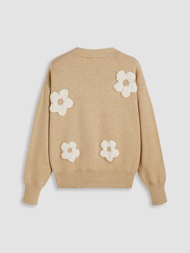 Image of CIDER Womens Cardigan V Neck Floral Cardigan for Women Knit Button Down 2024 Fall
