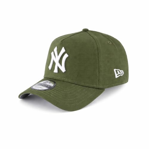 New Boné Masculino Feminino Unissex Verde Militar com Logo NY Bordado Branco, Tamanho Único Ajustável com Fecho Fitão