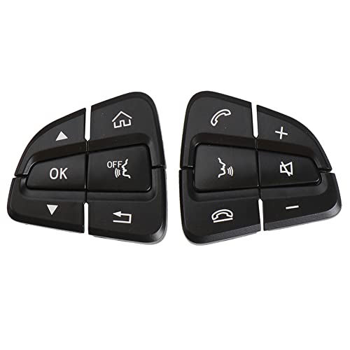 2 fundas decorativas para botones de volante de coche, para Mercedes Benz Clase C W205/GLC Clase W253 2015-2021, fundas decorativas para botones de accesorios interiores de coche, color negro Cover