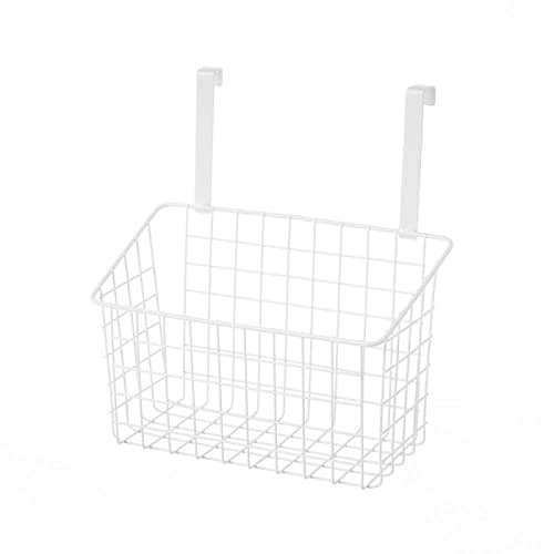D,casa - Cesta Colgante con Rejilla Blanca de Metal de 28x12x22 cm