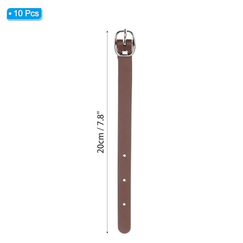 Image of PATIKIL Luggage Tag Strap, 10 Pcs PU Leather Extender Buckle Straps Luggage Tag Luggage Strap Tag Holder Adjustable for Suitcase Hanging Accessories Travel, Brown