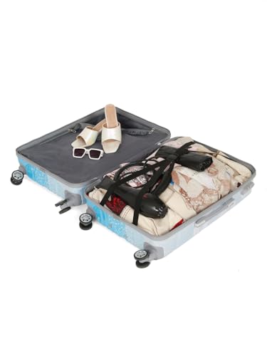 Image of Teakwood World Small 65 cm Check in Size Trolley Bag Polycarbonate 360 Degree 8 Wheels Luggage Bag with TSA Lock, Adjustable Handle Trolley Bags for Travel, Suitcase for Travel | Blue