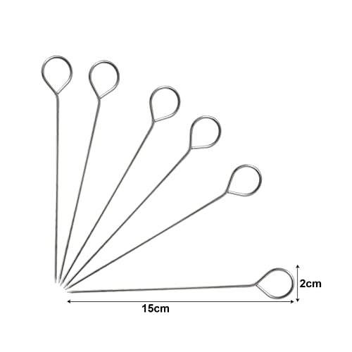 VIKY Stainless Steel 50pcs Meat Needles, 15 cm, Silver, Reusable BBQ Skewers for Meat Veggies, Fruits, Ideal for Grilling & Gifting - Image 2